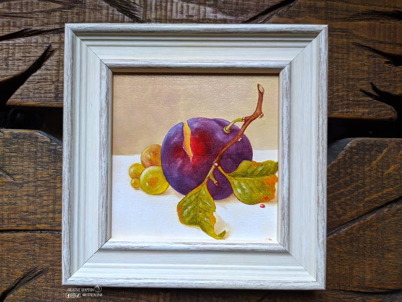 Branch with plum and grapes 03 24 3