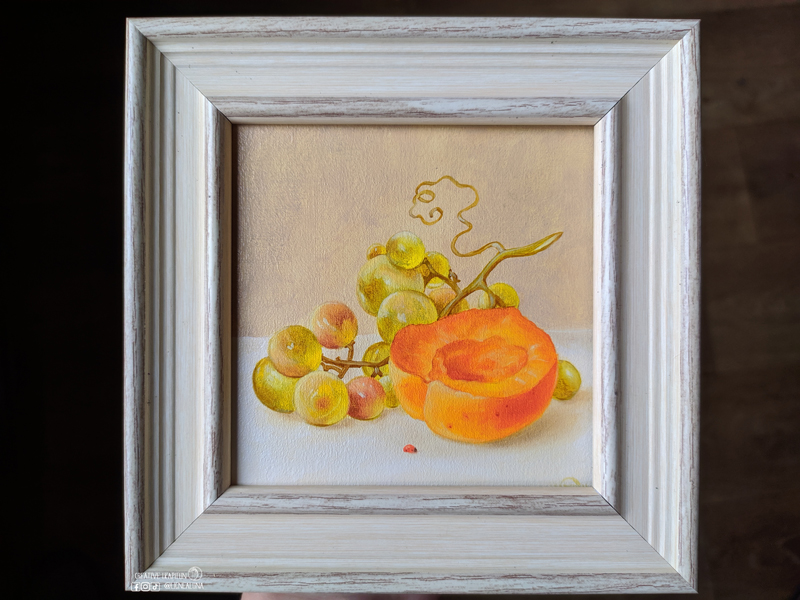 Oil Painting Still life "Grapes and half an apricot" by Inna Kapitun #01/24