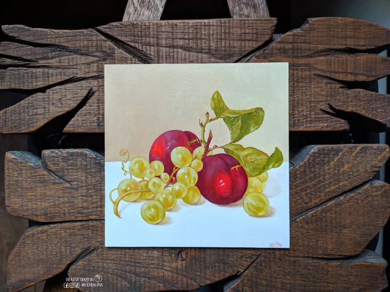 Oil Painting Still life "Plum and grapes" #15/24 1