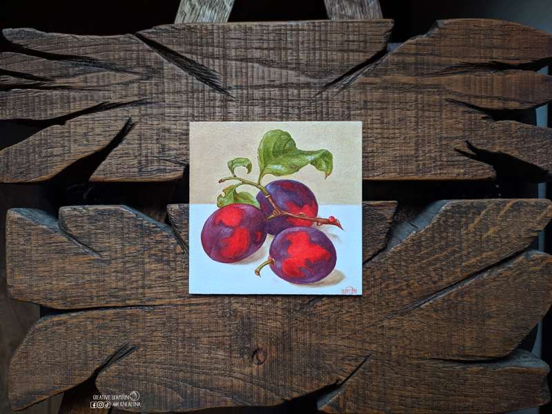 Oil Painting Still life "Red-sided plums" by Inna Kapitun #09/24 1