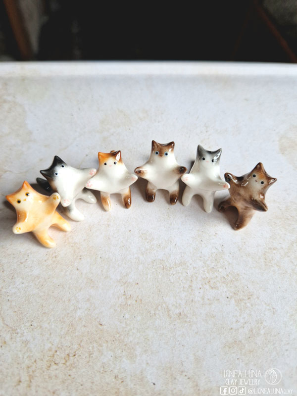 Handmade teeny tiny ceramic cat figurines. Hug cat figurine. Miniature custom cat sculpture by Inna Kapitun 3