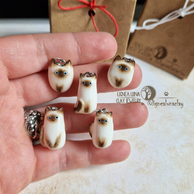 Siamese Cat Charms for Necklace Lignea Luna