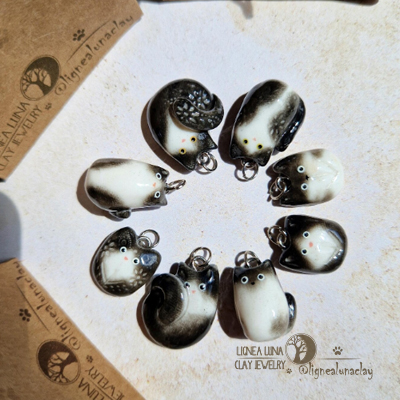 Tuxedo Cat Polymer Clay Pendant Necklace Lignea Luna