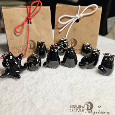 Custom black cat pendants